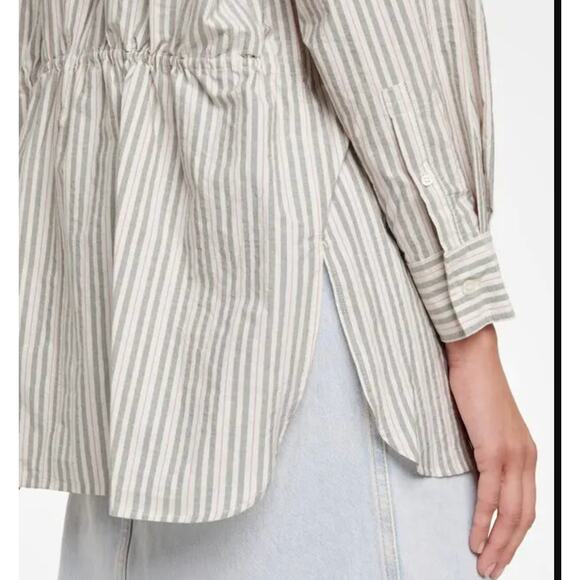 Isabel Marant Ajady Striped Button Down Shirt Women's 36 Organic Cotton Utility - Picture 7 of 16